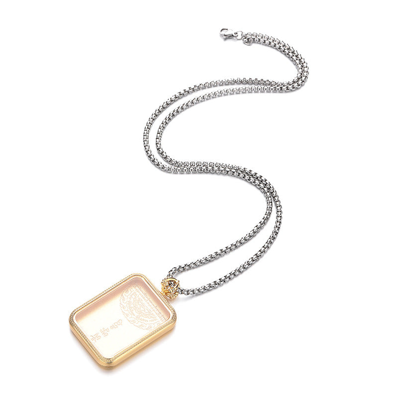 Steel Necklace – Elegant Tibetan Box Pendant With Chain For Everyday Spiritual Style Gift