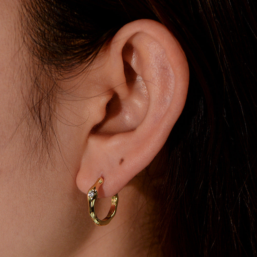 Planderful S925 Sterling Silver Irregular Geometric Earrings For Women Lightweight Zircon Sparkle