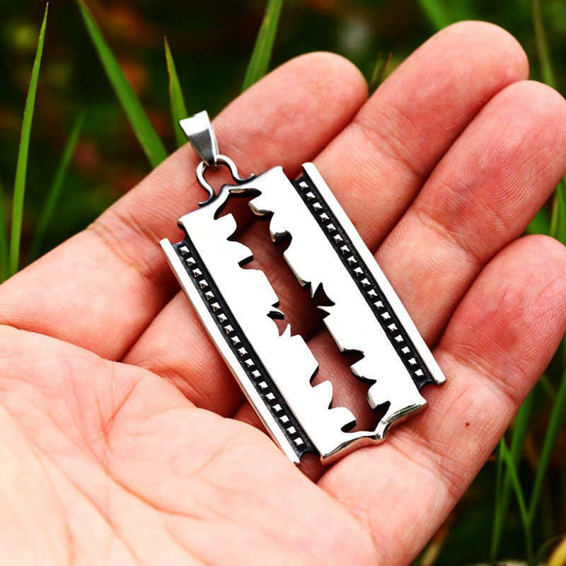 Titanium Steel Retro Blade-Shaped Men's Pendant Accessories from European and American Design