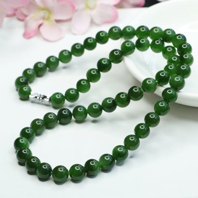 Natural Hetian Jade Necklace Russian Spinach Green Jasper Jewelry