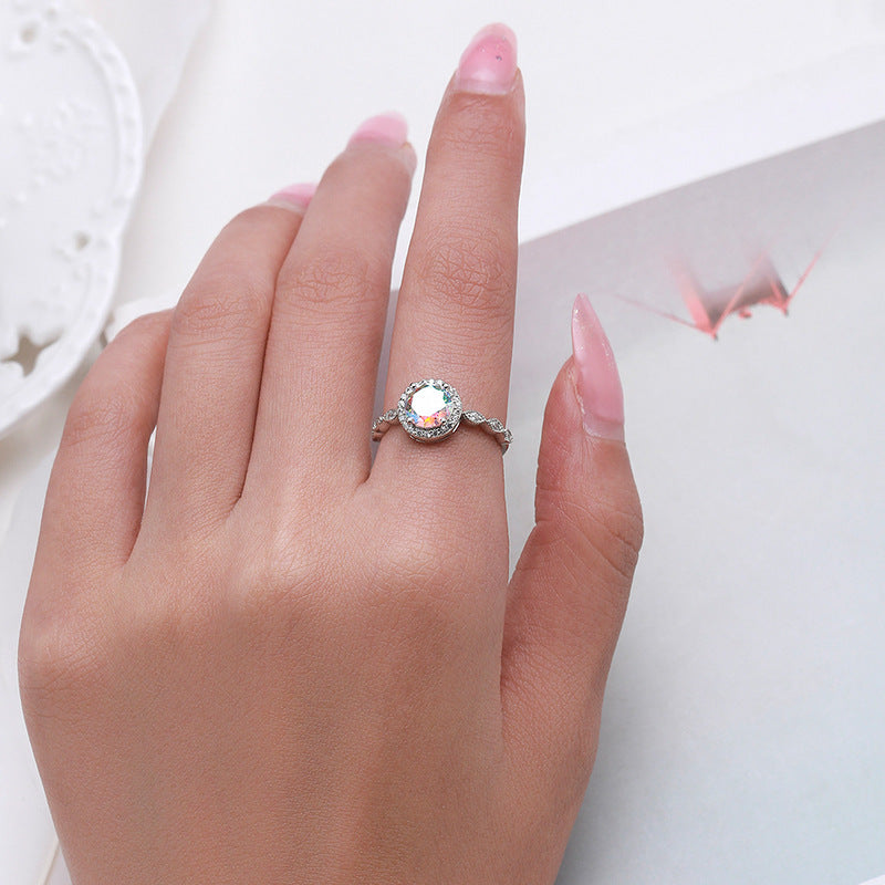 925 Sterling Silver Multicolor Zircon Ring