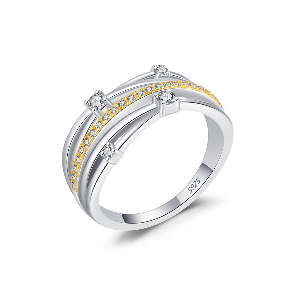 925 Sterling Silver Two-Tone Interwoven Ring