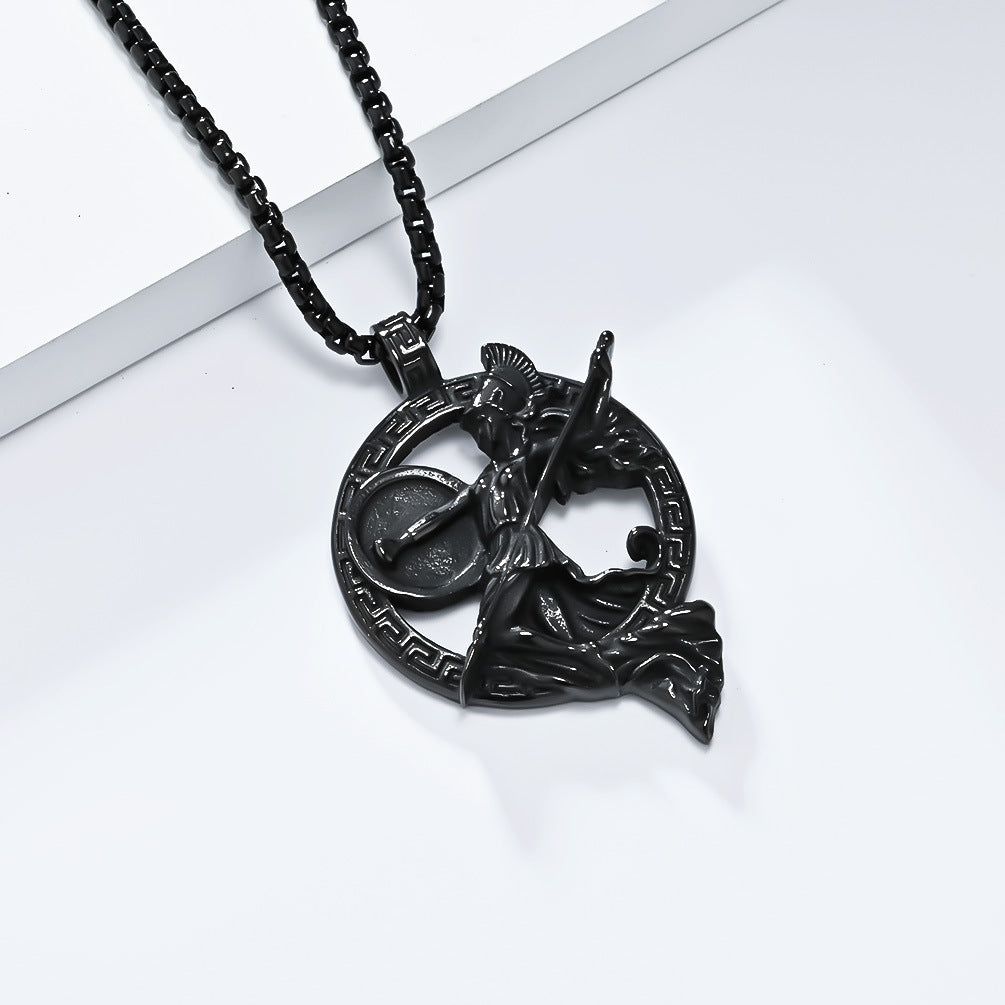 Planderful Greek Mythical Warrior Muse Durable Titanium Steel Necklace For Women Bold Minerva Pendant