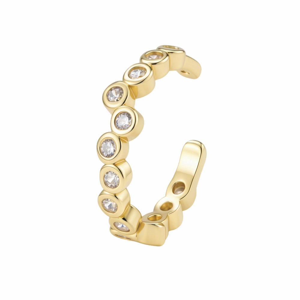 S925 Sterling Silver Ear Buckle Geometric Zircon Without Earrings Silver