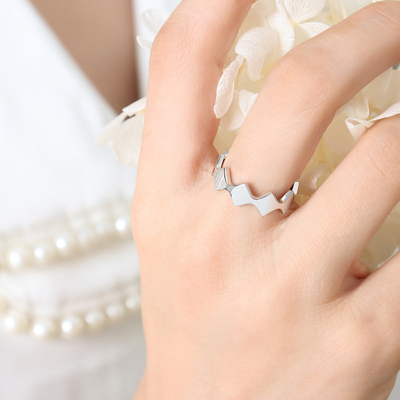 18K Gold Electroplated Rhombus Open Ring for Couples