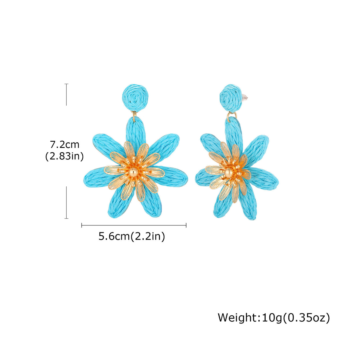Turquoise Woven Flower Statement Earrings