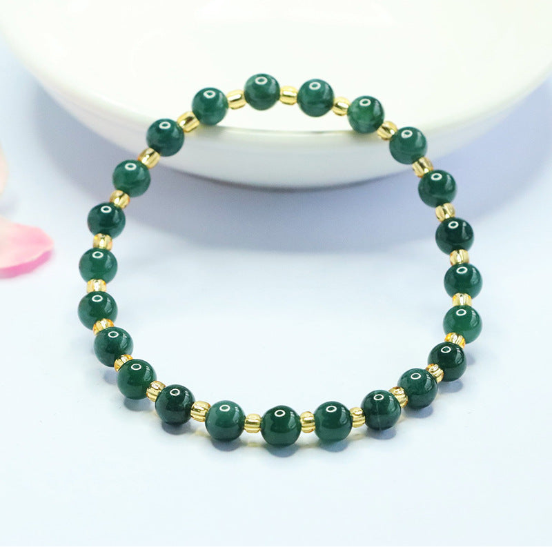 Blue Water Jadeite Starry Bead Beaded Bracelet