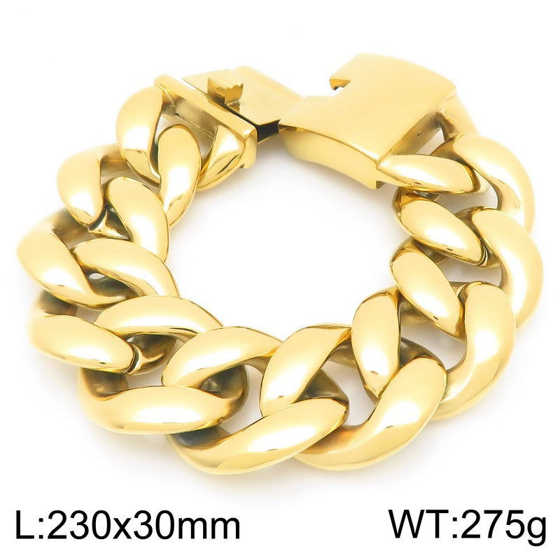 Titanium Steel – Vacuum Plating 30mm Design Cuban Chain Stainless Bracelet