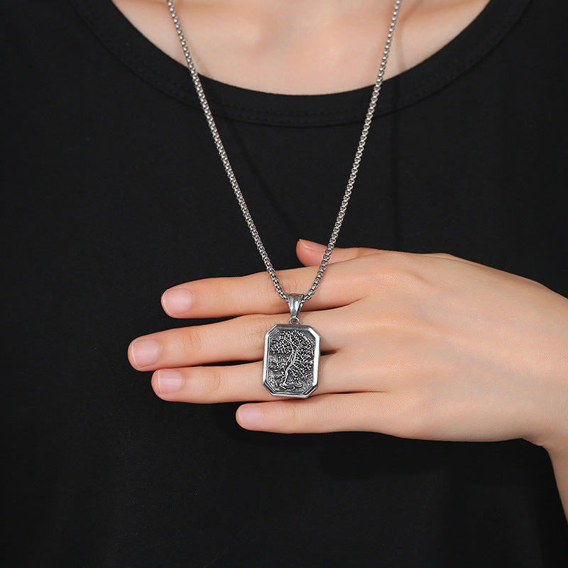 Vintage Tree of Life Viking Stainless Steel Men's Pendant Necklace