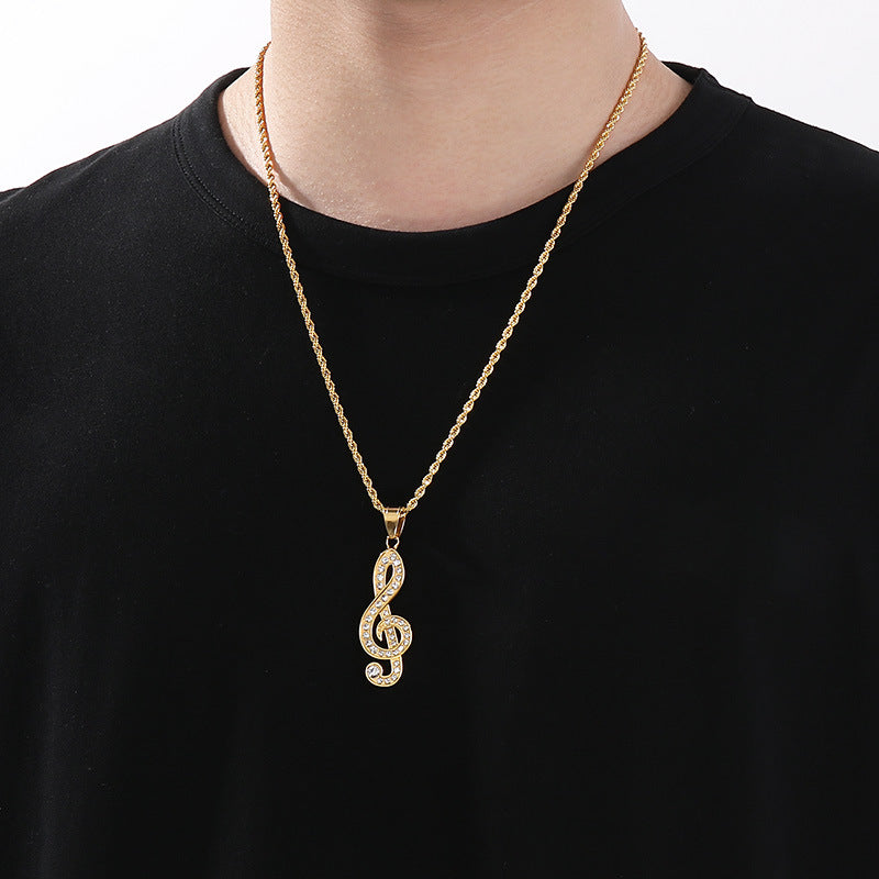 Planderful Music Note Pendant Trendy For Men Stainless Steel