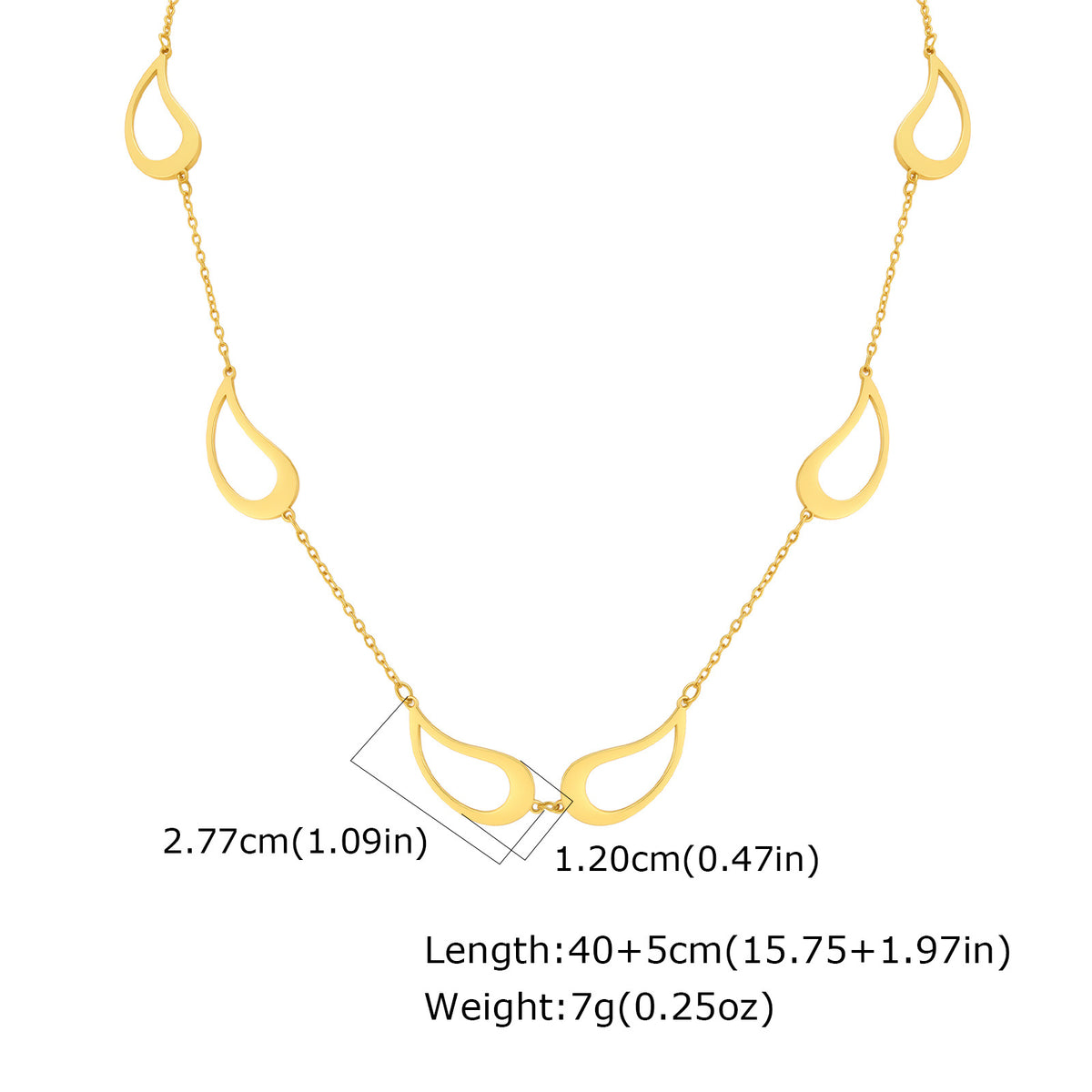 Stainless Steel Women's Style Imitation Pearl Heart Shape Stackable Necklace Gold