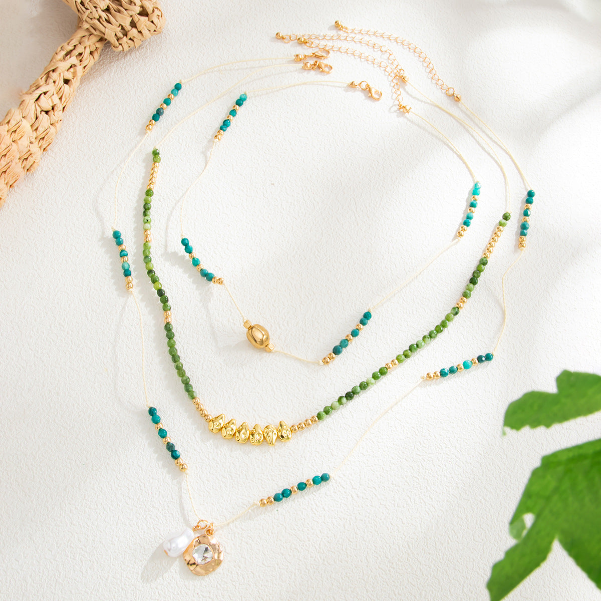 Western Wind Irregular Smudging Beaded Necklace Contrasting Baroque Pearl Stacking Necklace