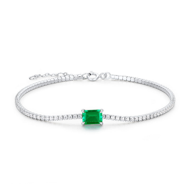 S925 Sterling Silver Lab-Grown Emerald Square Jewelry Collection