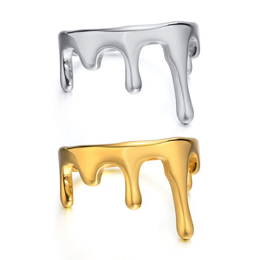 European And American Stainless Steel Ring Fashionable Women's Personalized Water Drop Lava Ring Accessories