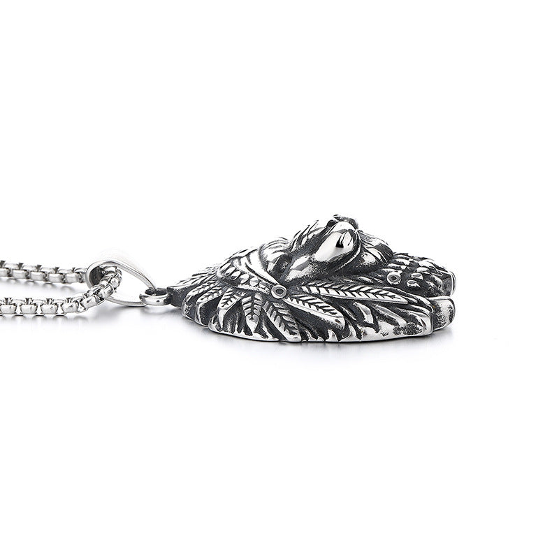 Steel Necklace – Statement Hip-Hop Lion Head Pendant