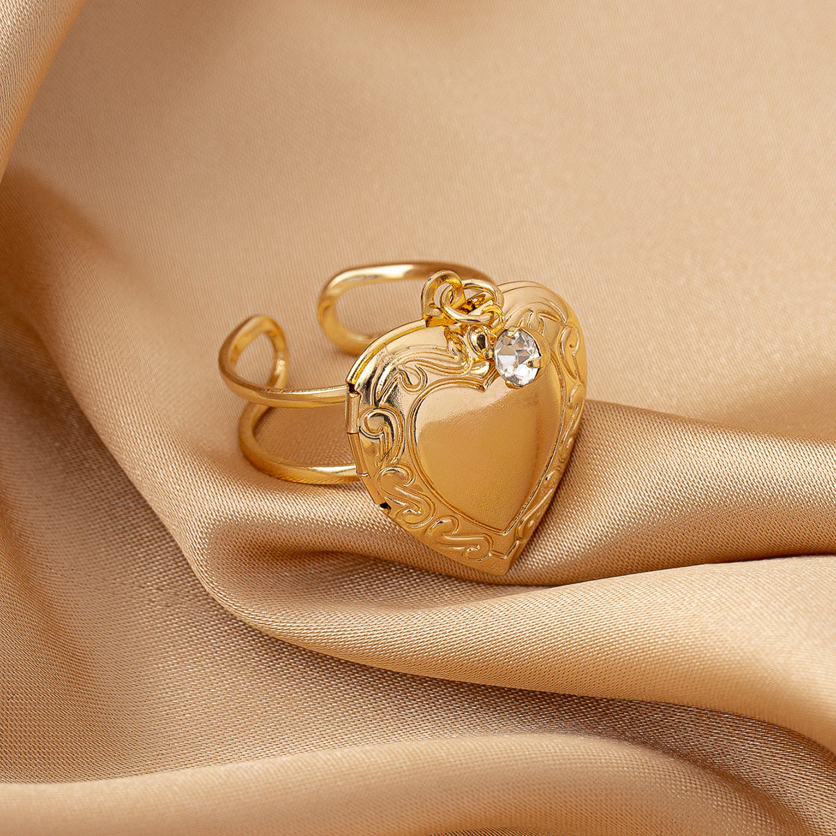 Zircon Love Flip Photo Box Ring for Women by Planderful