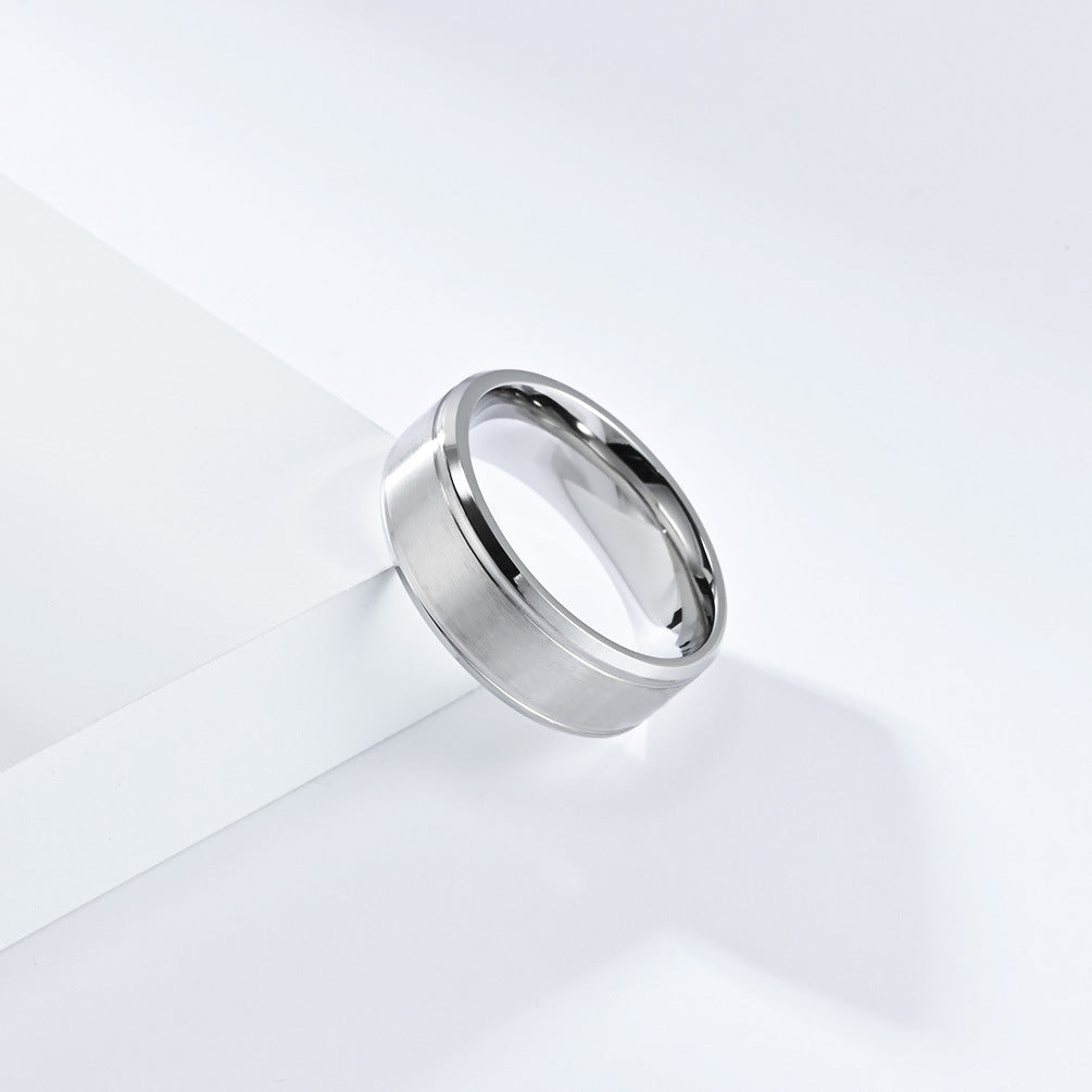 Cold Wind Matte Brushed Titanium Steel Ring for Men Women