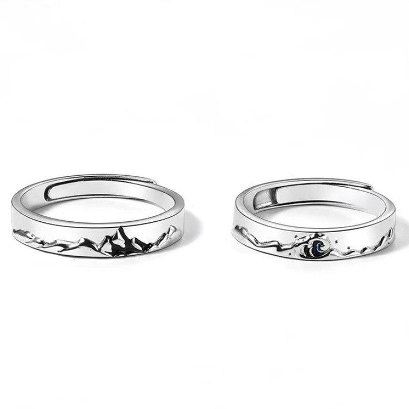 Planderful Everyday Genie – 925 Sterling Silver Wushan Canghai Couple Ring with Niche Design