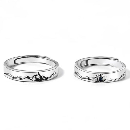 Planderful Everyday Genie – 925 Sterling Silver Wushan Canghai Couple Ring with Niche Design
