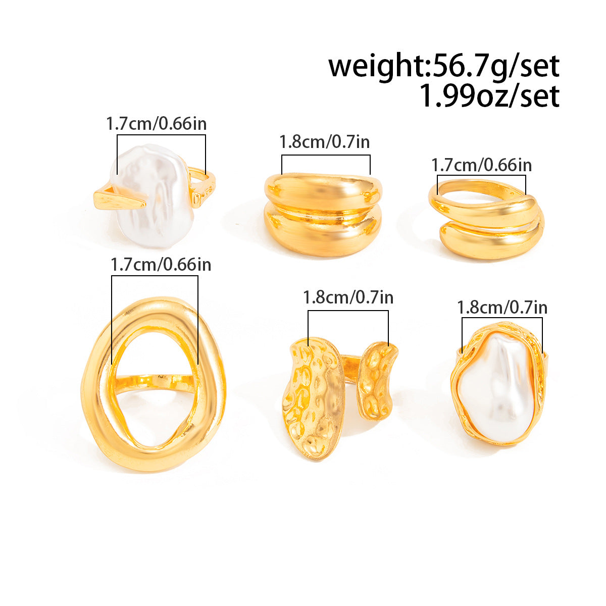 Planderful Vienna Verve Baroque Pearl Ring Geometric Stacking Statement Jewelry For Women