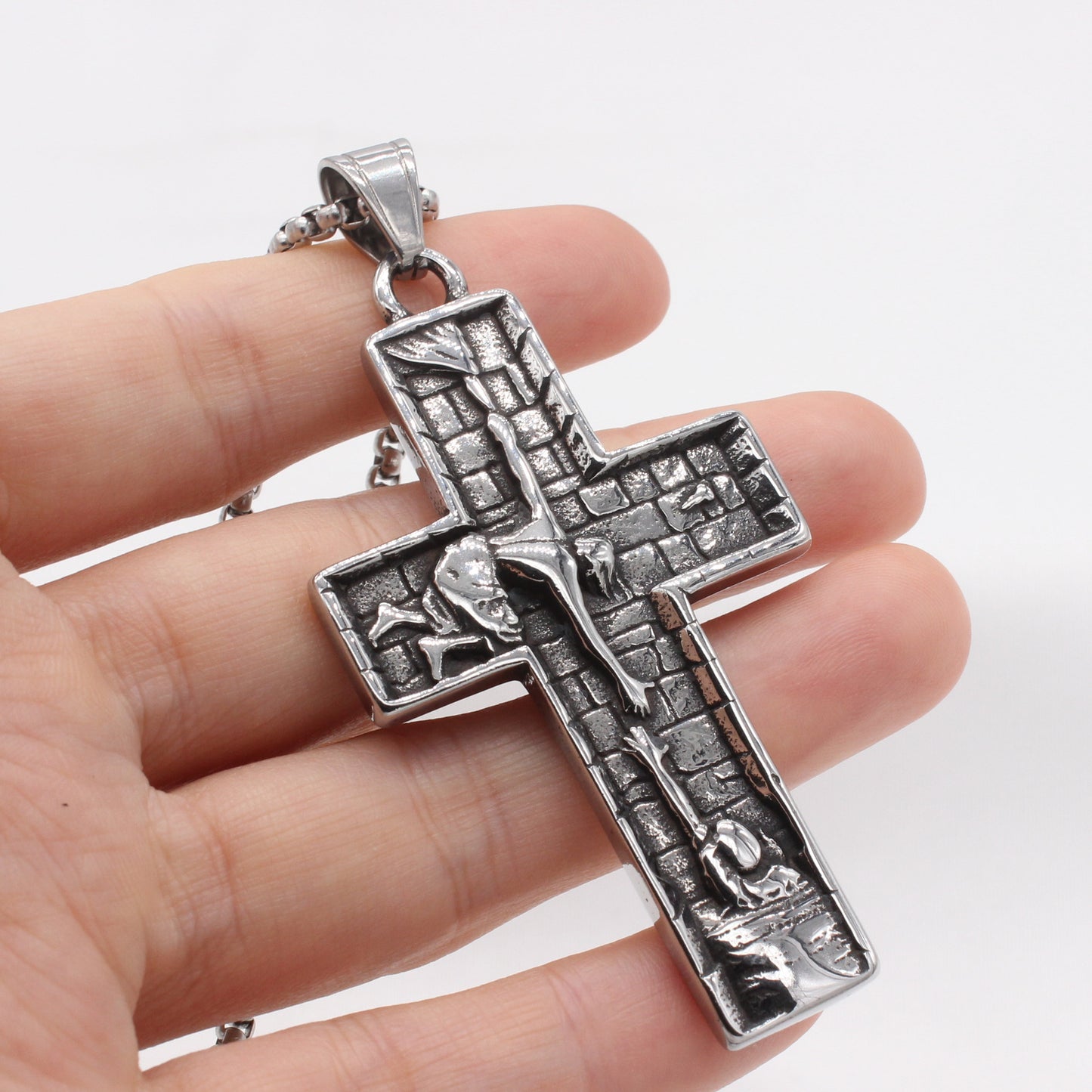 Planderful Cross Pendant Titanium Steel Unisex Durable Retro European American Style