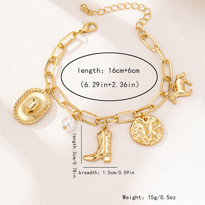 Planderful Vienna Verve Bracelet – Stylish Metal Design with Pearl Pendant