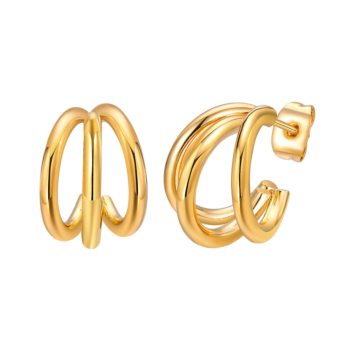 Modern Gold-Tone Stainless Steel Earrings