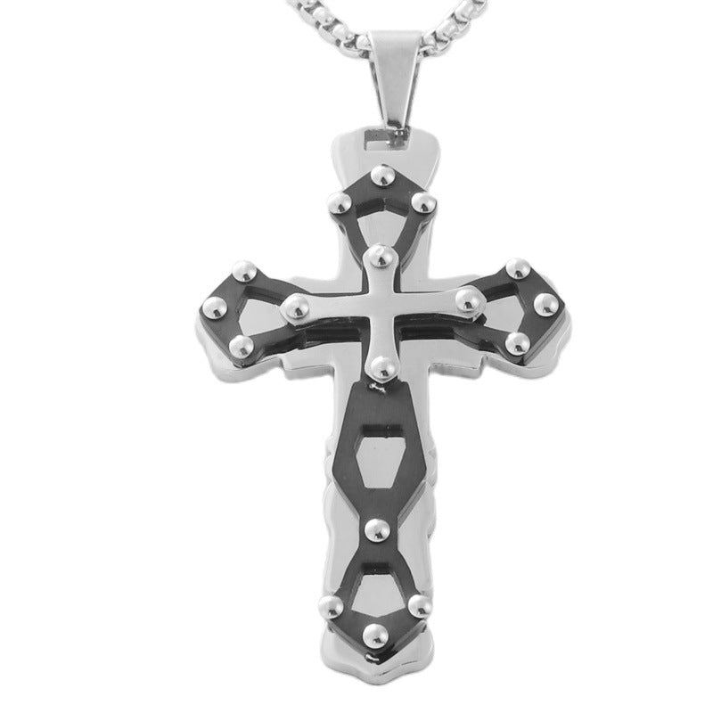 Trendy Men's Personalized Titanium Steel Cross Pendant Necklace