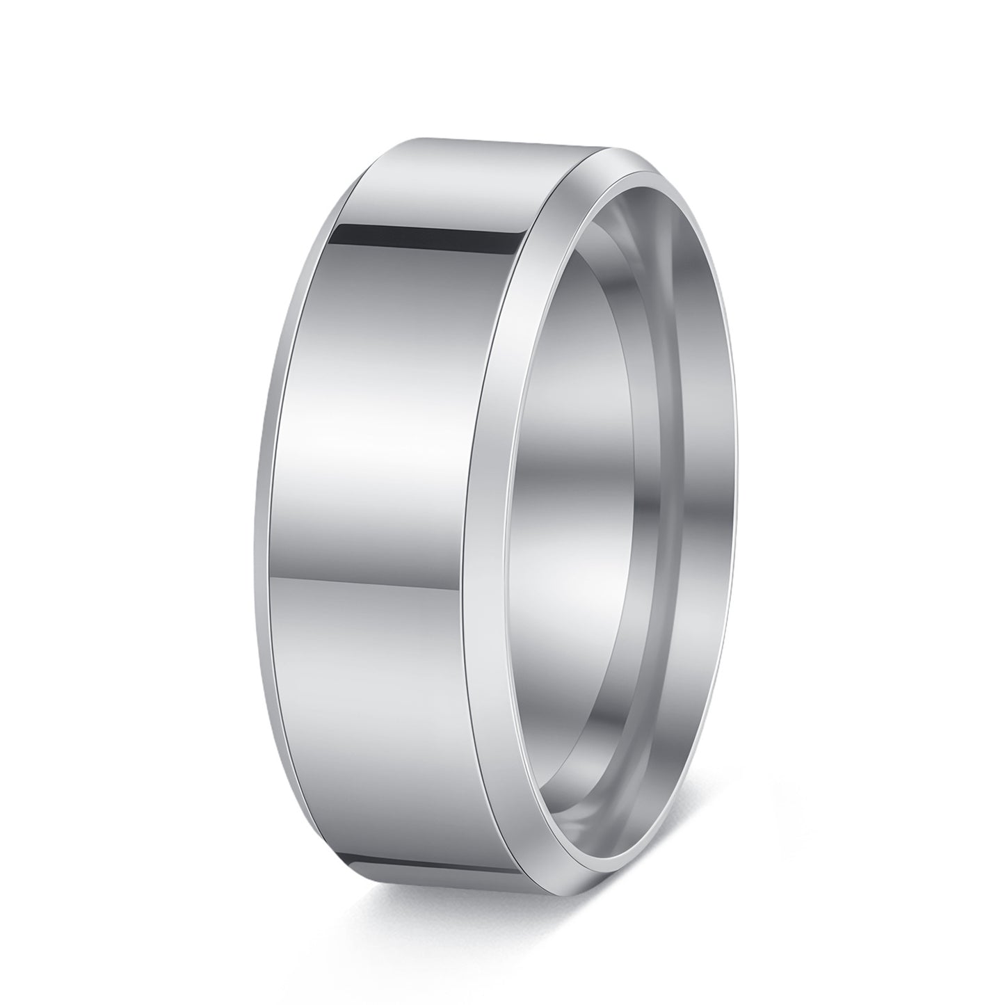 Planderful Everyday Genie Titanium Steel Ring Unisex 4mm 6mm 8mm Glossy Double Beveled Finish