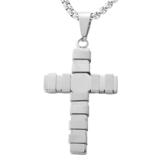 Stylish Titanium Steel Cross Pendant Necklace for Men - Personalized Retro Design