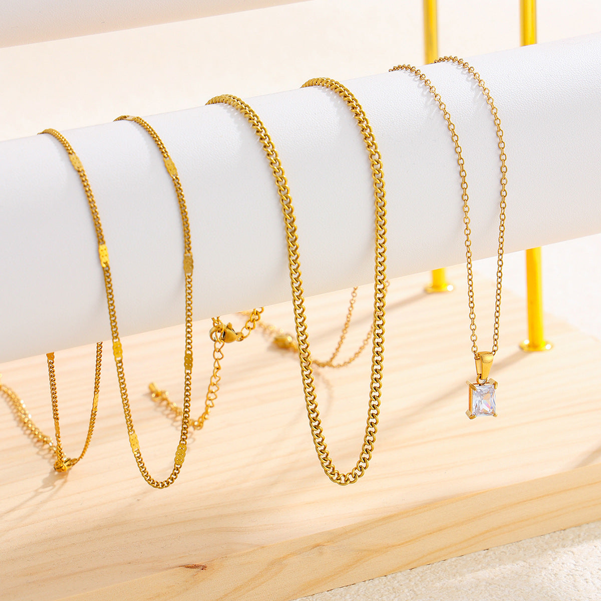 Europe And The United States Stacked Stainless Steel Snake Bone Chain Necklace