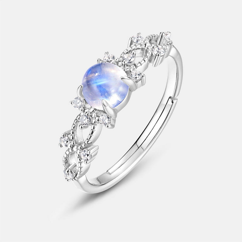 Planderful Everyday Genie Ring – Fashion Temperament Colorful Blue Moonlight Silver Jewelry