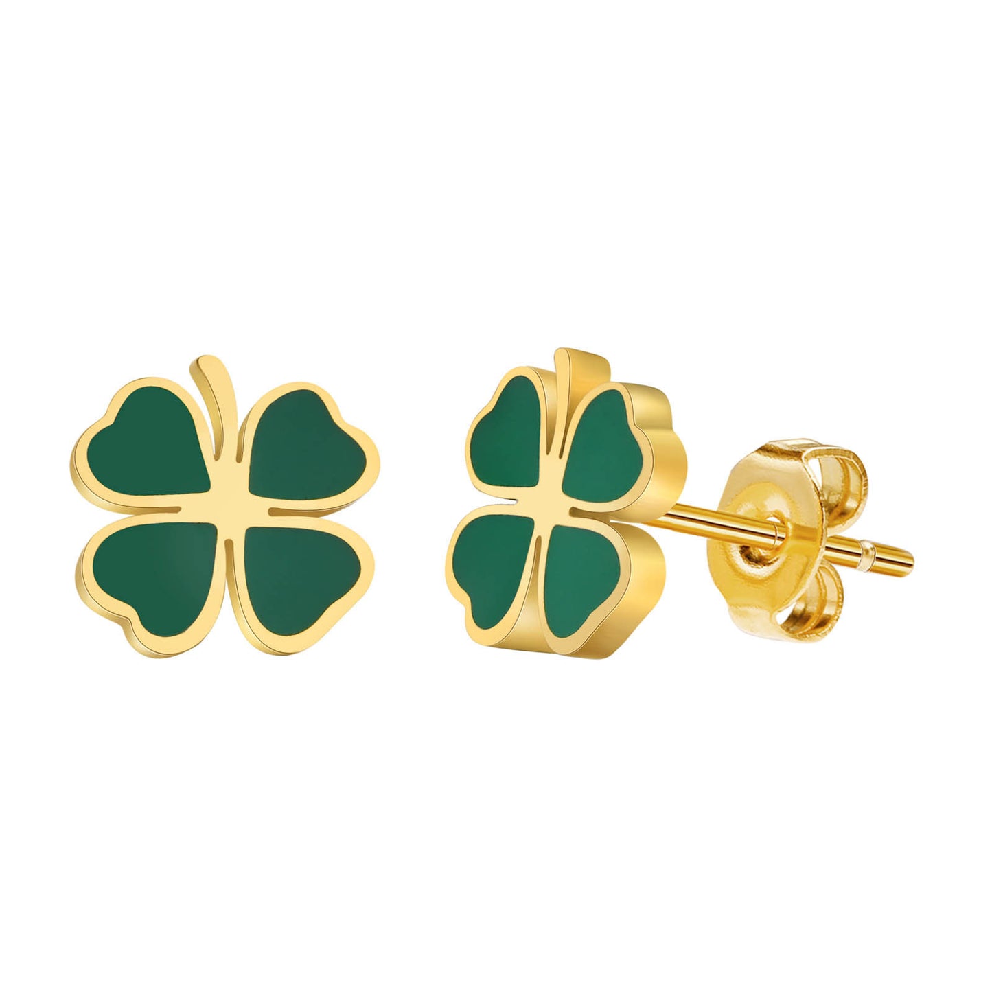 Stainless Steel Fashionable Fresh Epoxy Watermelon Clover Earrings