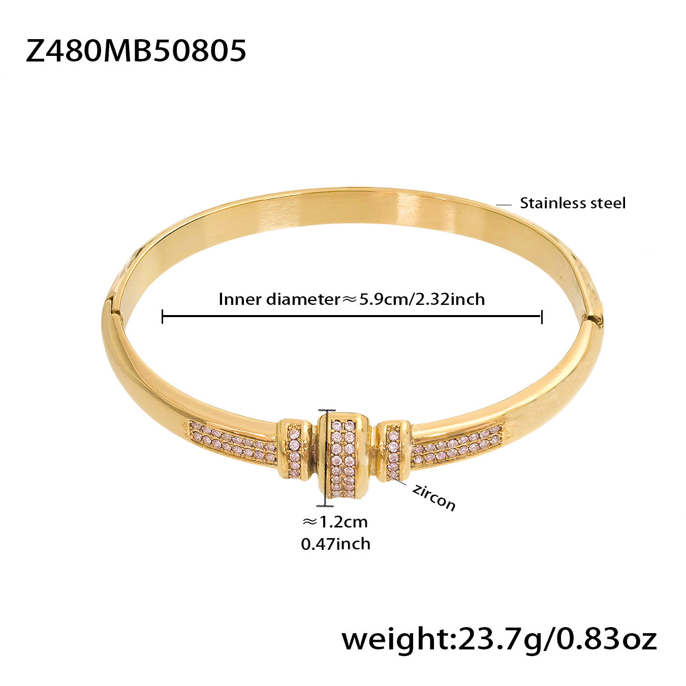 Planderful Zircon Bamboo Stainless Steel Bracelet Women