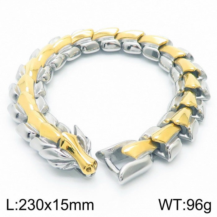 Multi-Color Titanium Steel Men's Bracelet with Vacuum Electroplating - European and American Style Dominant Leader Trend