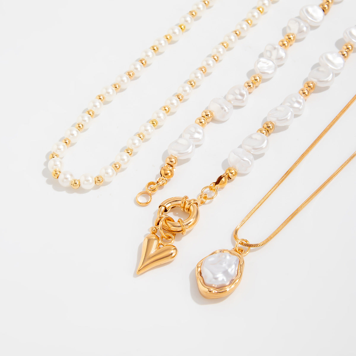 Baroque Pearl Heart Layered Necklace
