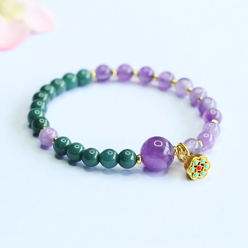 Blue Water Jadeite Amethyst Beaded Bracelet