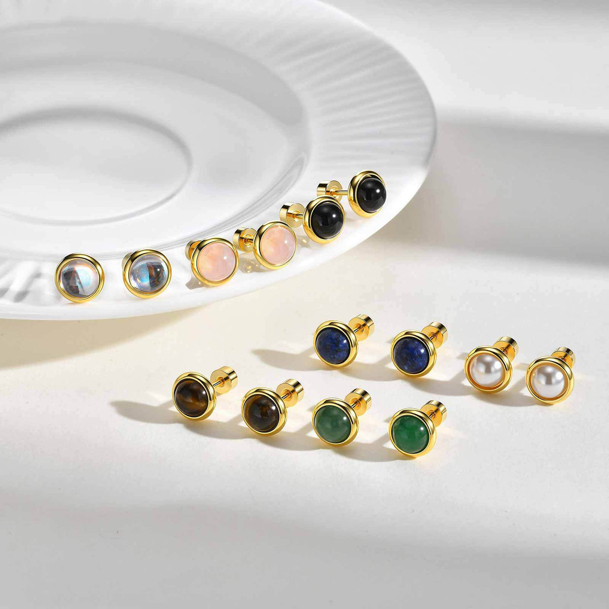 Stainless Steel Tiger's Eye Cat Earrings