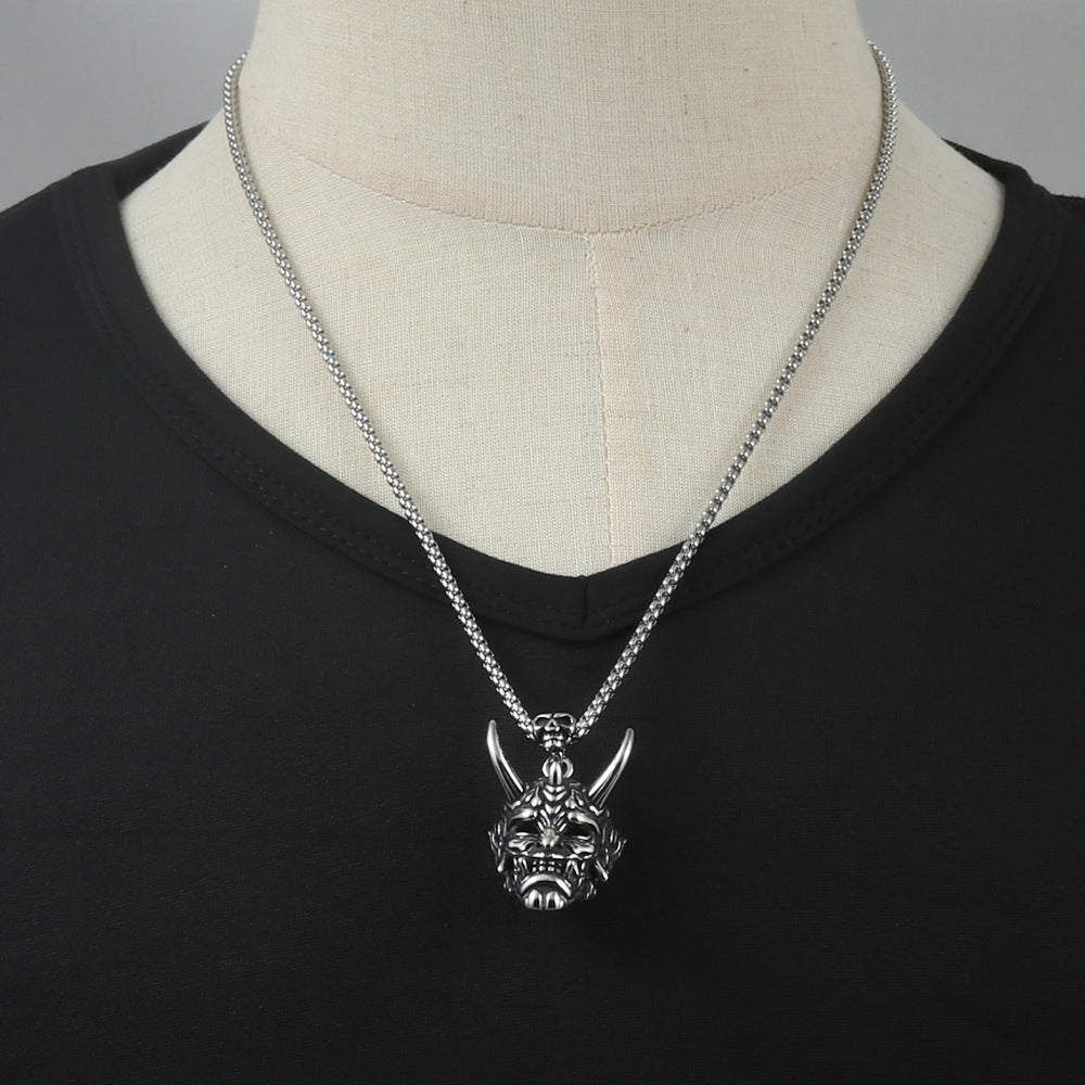 European And American Stainless Steel Cow Ghost Mask Pendant