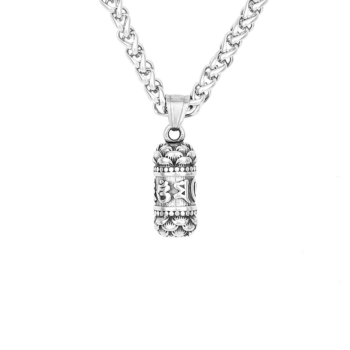 Planderful Titanium Steel Necklace Mens Pendant Lotus Retro National Style Personalized Trendy