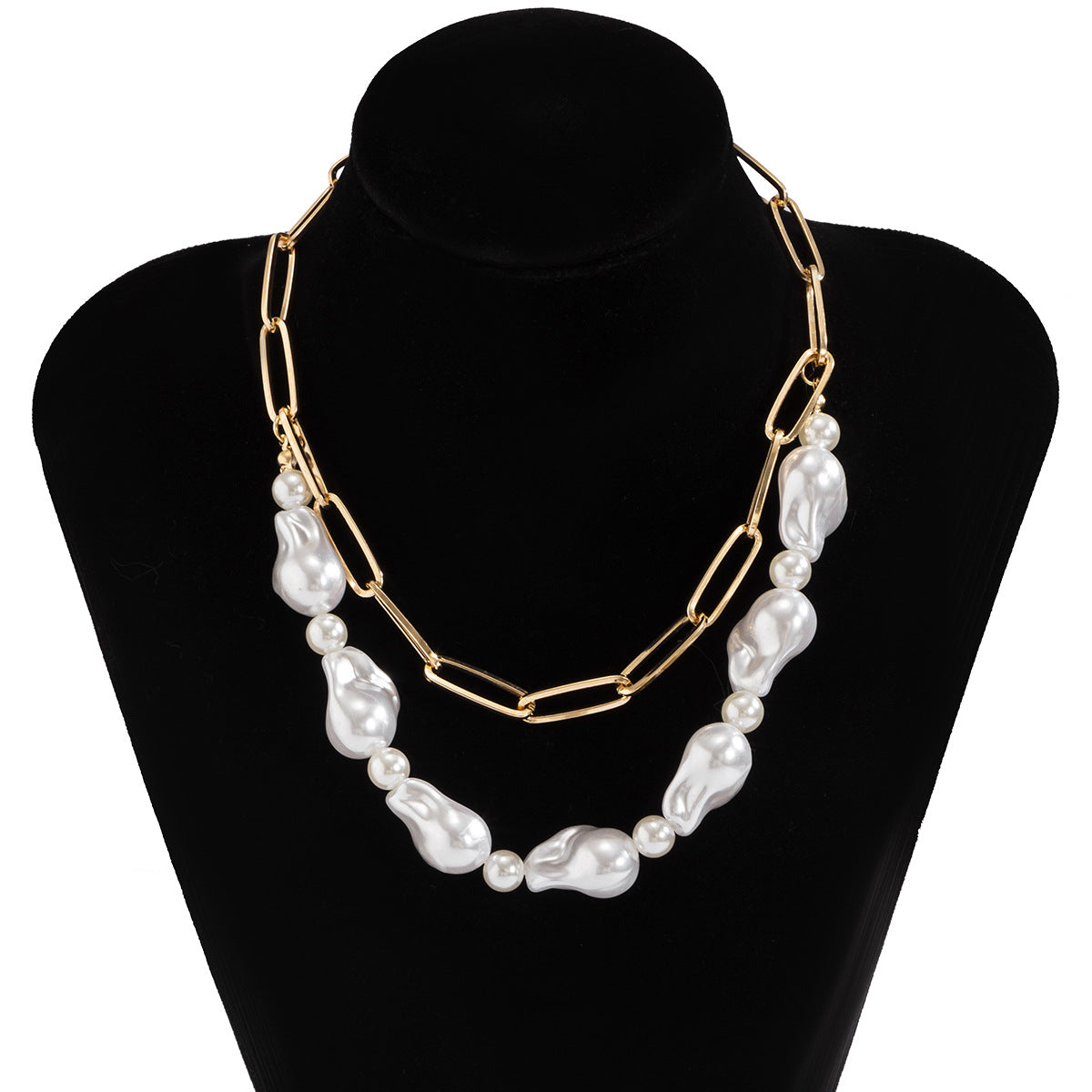 Planderful Imitation Pearl Necklace Multi Layer Baroque Cross Beaded Statement Jewelry For Women Vienna Verve