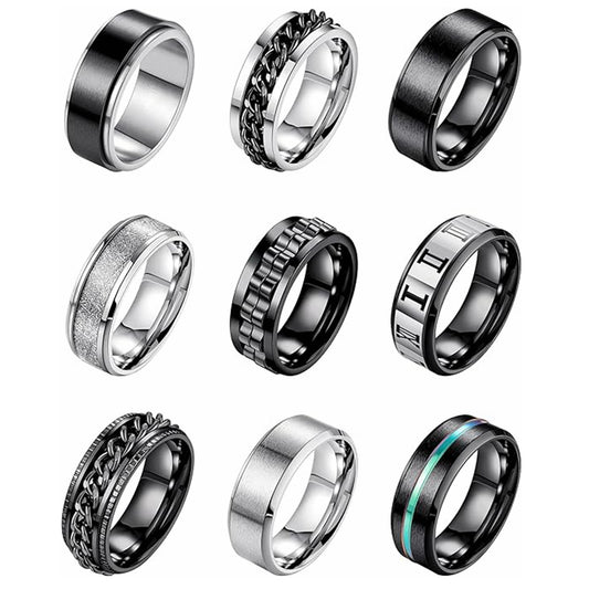 Planderful Collection Rotatable Titanium Steel Ring Set For Men And Unisex Pressure Relief Comfort Everyday Genie