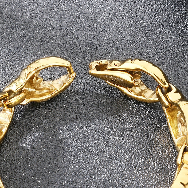 Rock Crab Claw Bracelet – Punk Vacuum Plating – Gold Clamp Titanium Steel Men's