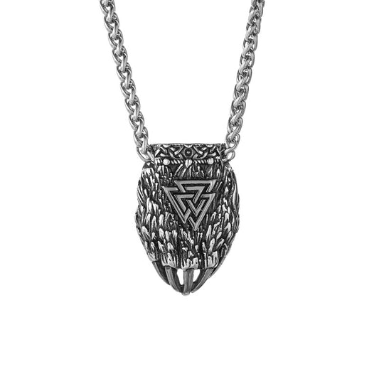 Bear Paw Pendant Necklace For Men Stainless Steel Nordic Viking Triangle Logo Planderful Everyday Genie