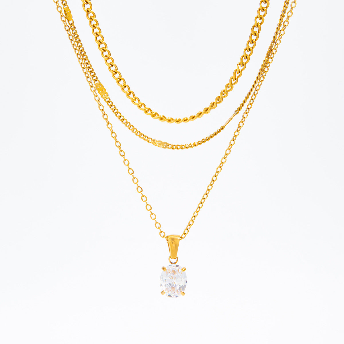 Europe And The United States Stacked Stainless Steel Snake Bone Chain Necklace