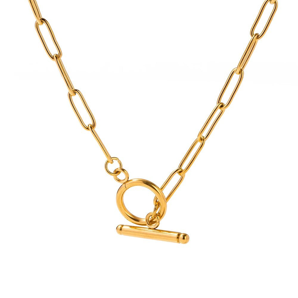 Planderful Jewelry Paperclip Necklace in 18K Gold Plating Titanium Steel For Everyday Glamour