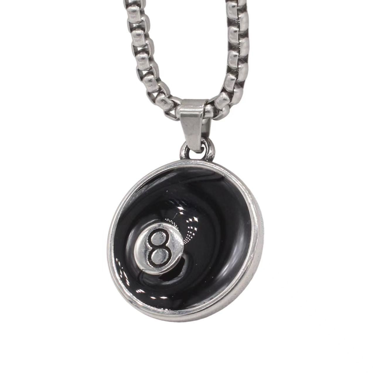 Planderful Personalized Billiard Pendant Unisex 8 Character Titanium Steel Customizable Statement Accessory
