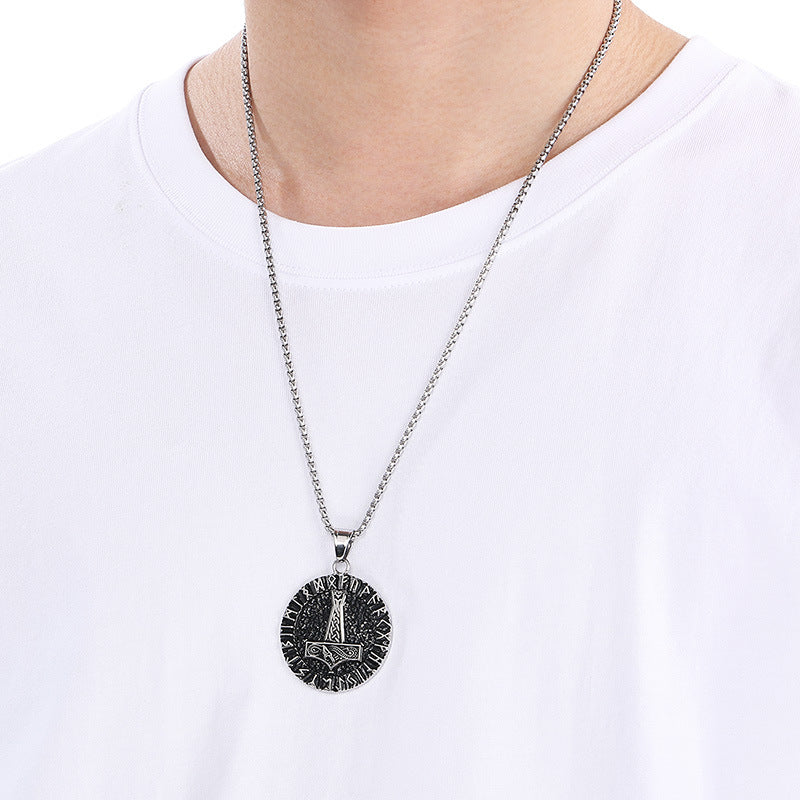 Planderful Thor Hammer Pendant Men Double Sided Stainless