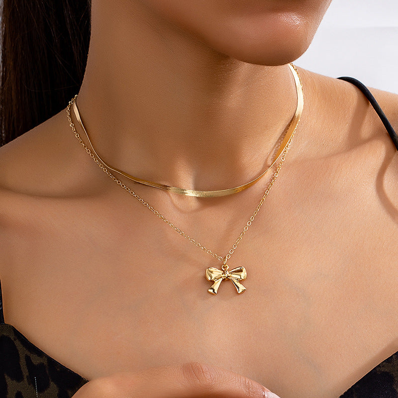 Planderful Vienna Verve Necklace – Fashionable Double-Layer Metal Design