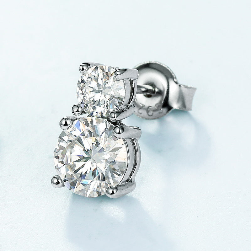 S925 Sterling Silver Gold-Plated Moissanite Round Stud Earrings